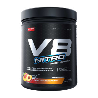 VAST V8 Nitro Pre-workout Fara Cafeina 330g Peach Nectarine