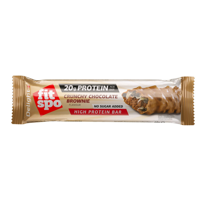 Baton Proteic FitSpo Delight Protein Bar 60g Crunchy Chocolate Brownie