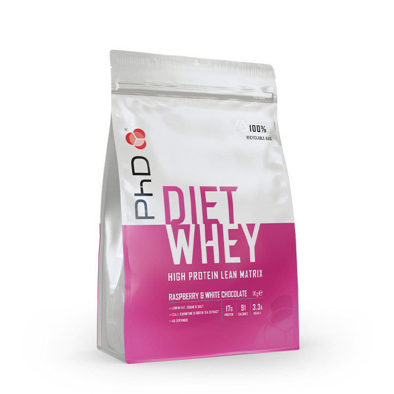 Proteina din Zer PhD Diet Whey Protein 1kg White Chocolate & Raspberry