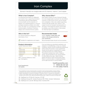 Complex de Fier Healthspan Elite Iron Complex 120 tablete