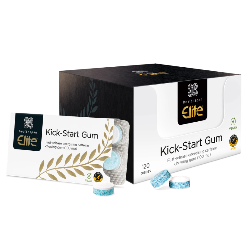 Gumă Energizantă Healthspan Elite Kick-Start Caffeine Gum 120 buc Gumă Energizantă Healthspan Elite Kick-Start Caffeine Gum 120 buc