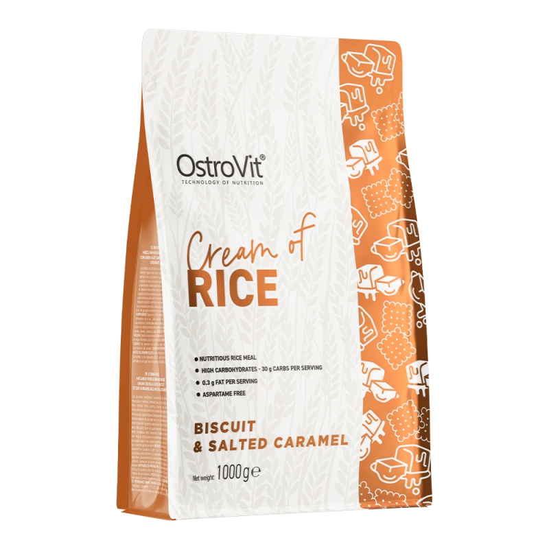 Crema de orez OstroVit Cream of Rice 1kg Biscuit & Salted Caramel