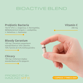 Complex Bacterii Vii VemoHerb Probiotic 8+ Immuno + Vitamina C 24 capsule