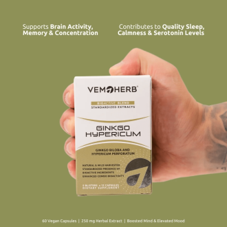 Extract de Ginkgo si Sunatoare VemoHerb Ginkgo Hypericum 60 capsule