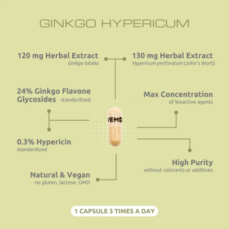 Extract de Ginkgo si Sunatoare VemoHerb Ginkgo Hypericum 60 capsule