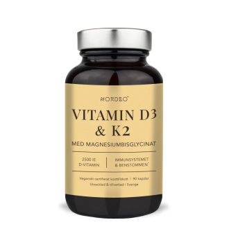Nordbo Vitamina D3 (2500UI) & K2 & Magneziu Bisglicinat - 90 capsule
