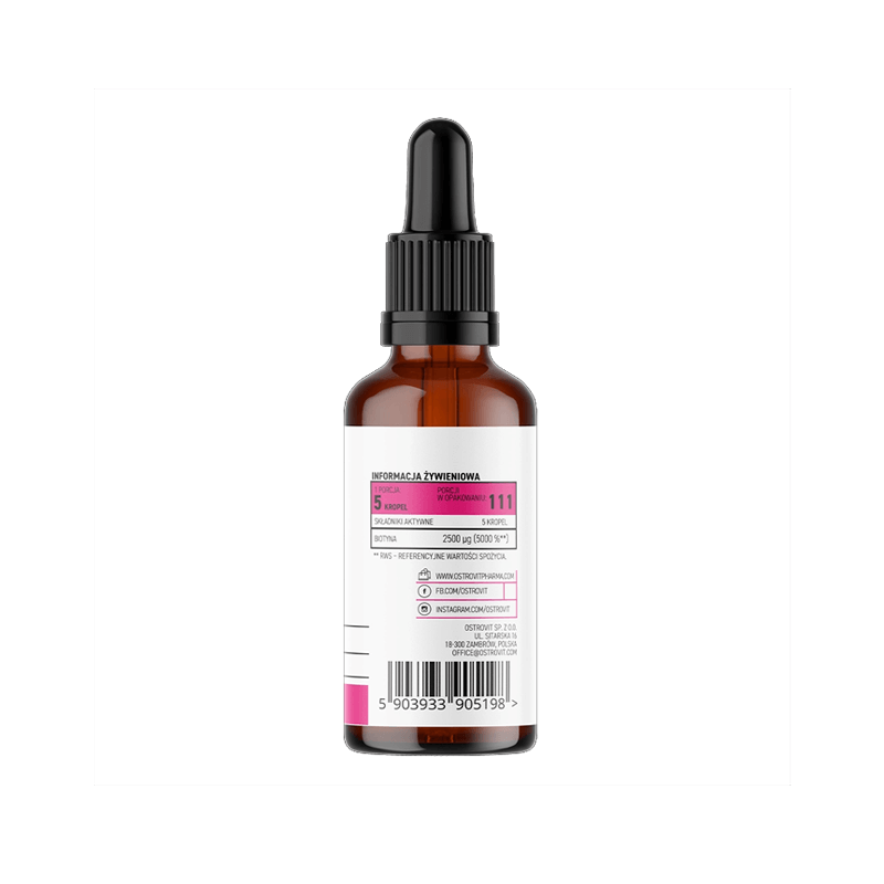 Biotină lichidă OstroVit Pharma Biotin 2500mcg drops 30ml