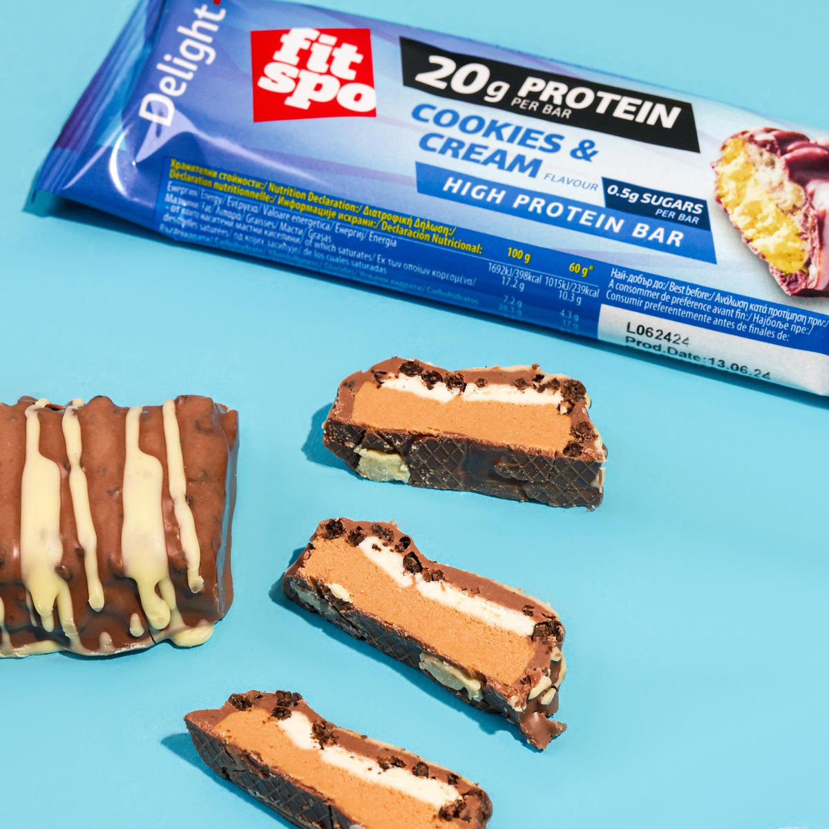 Cutie 12 Batoane Proteice FitSpo Delight Protein Bar 60g - Diverse arome