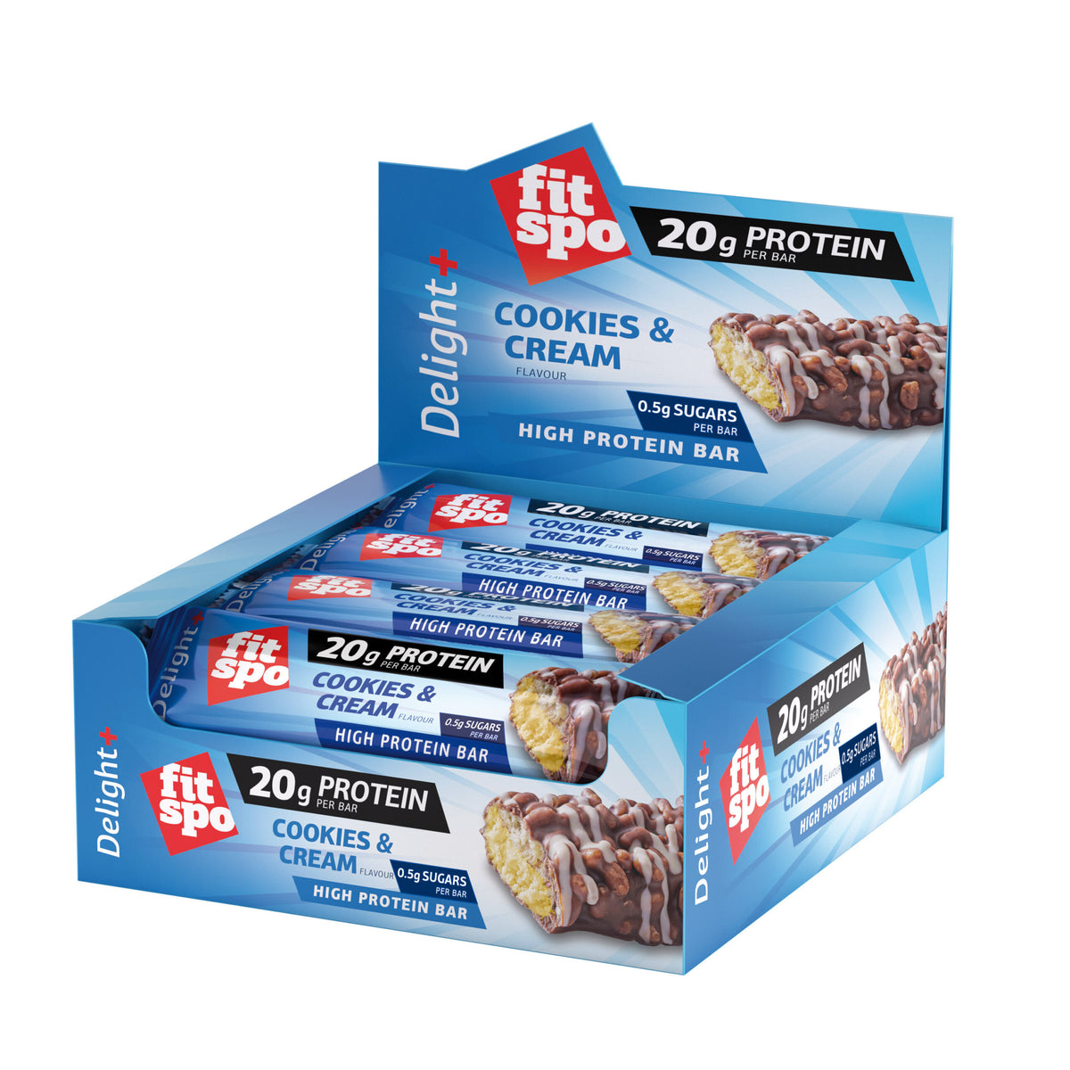 Cutie 12 Batoane Proteice FitSpo Delight Protein Bar 60g - Diverse arome