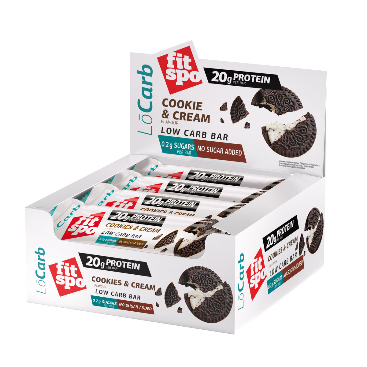Cutie 12 Batoane Proteice FitSpo LoCarb Protein Bar 60g - Diverse arome
