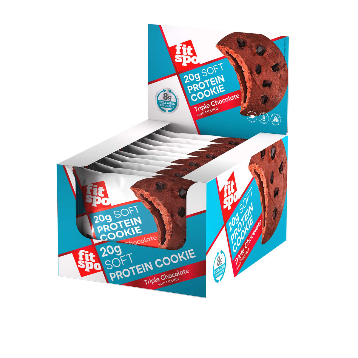 Cutie 10 Prajituri Proteice FitSpo Protein Cookie 70g - Diverse arome