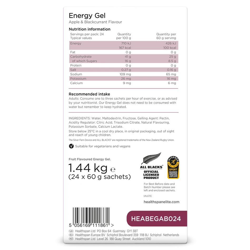 Gel Energizant Healthspan Elite Energy Gel 60g - Diverse arome