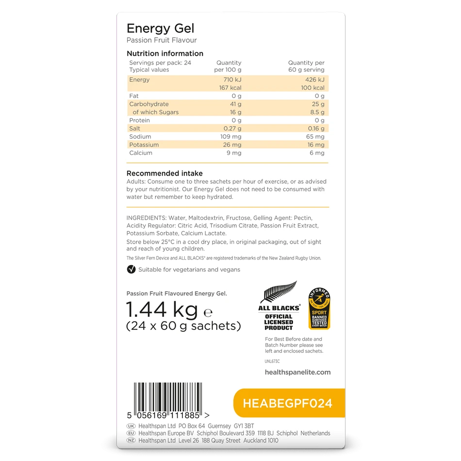 Gel Energizant Healthspan Elite Energy Gel 60g - Diverse arome