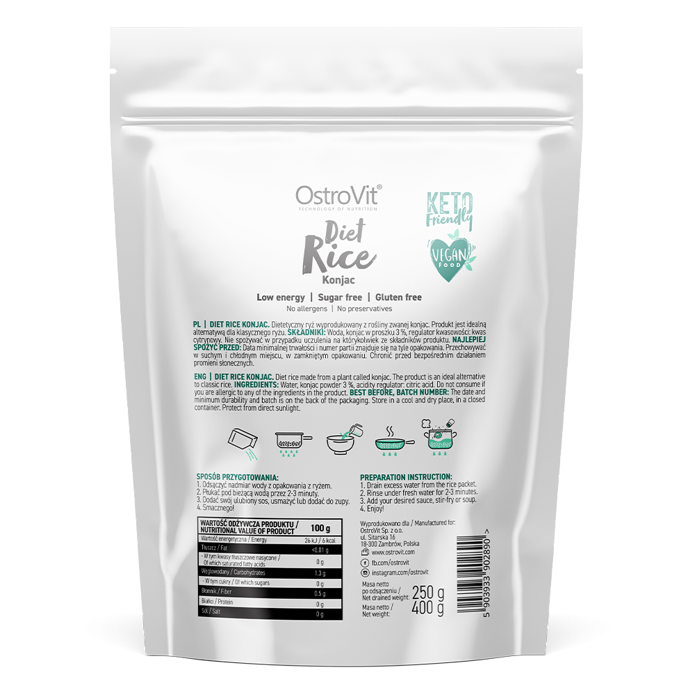 Orez Konjac OstroVit Diet Rice Konjac 400g