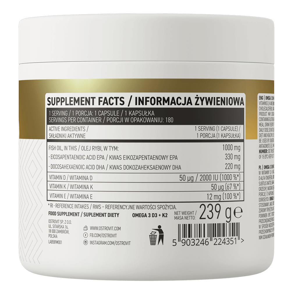 OstroVit Omega 3 + D3 + K2 180 capsule