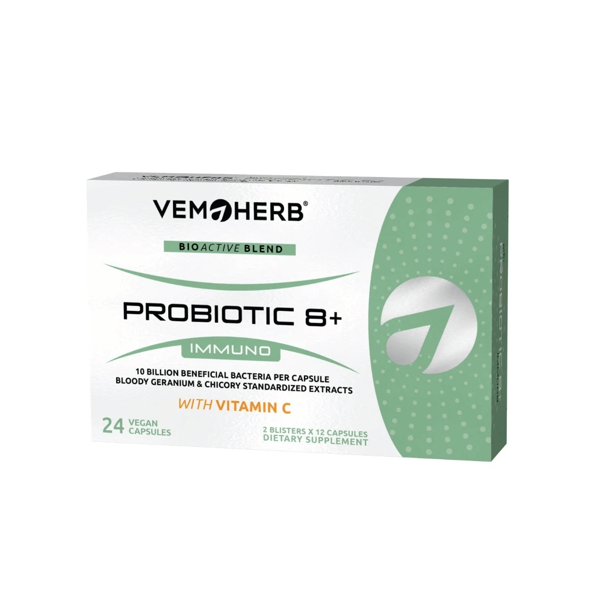 Complex Bacterii Vii VemoHerb Probiotic 8+ Immuno + Vitamina C 24 capsule