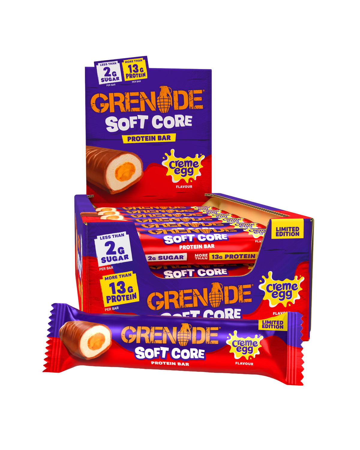 Batoane Proteice Grenade Soft Core, cutie 18 x 45g