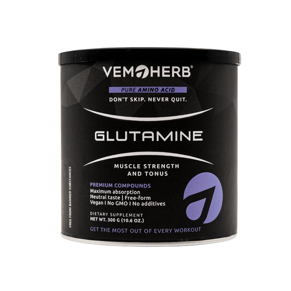 L-Glutamina pura VemoHerb Glutamine 300g