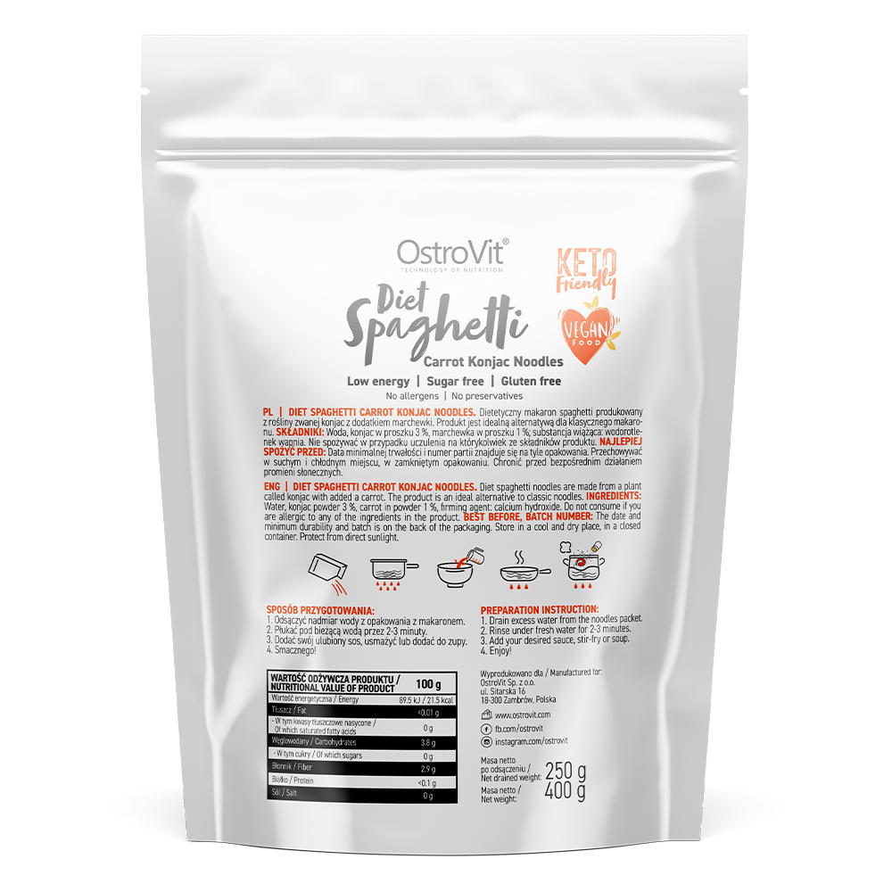 Paste Konjac OstroVit Diet Spaghetti Carrot Noodles 400 g