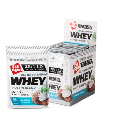 Proteina din Zer FitSpo Ultra Premium Whey Protein diverse arome, cutie 12 x 30 g