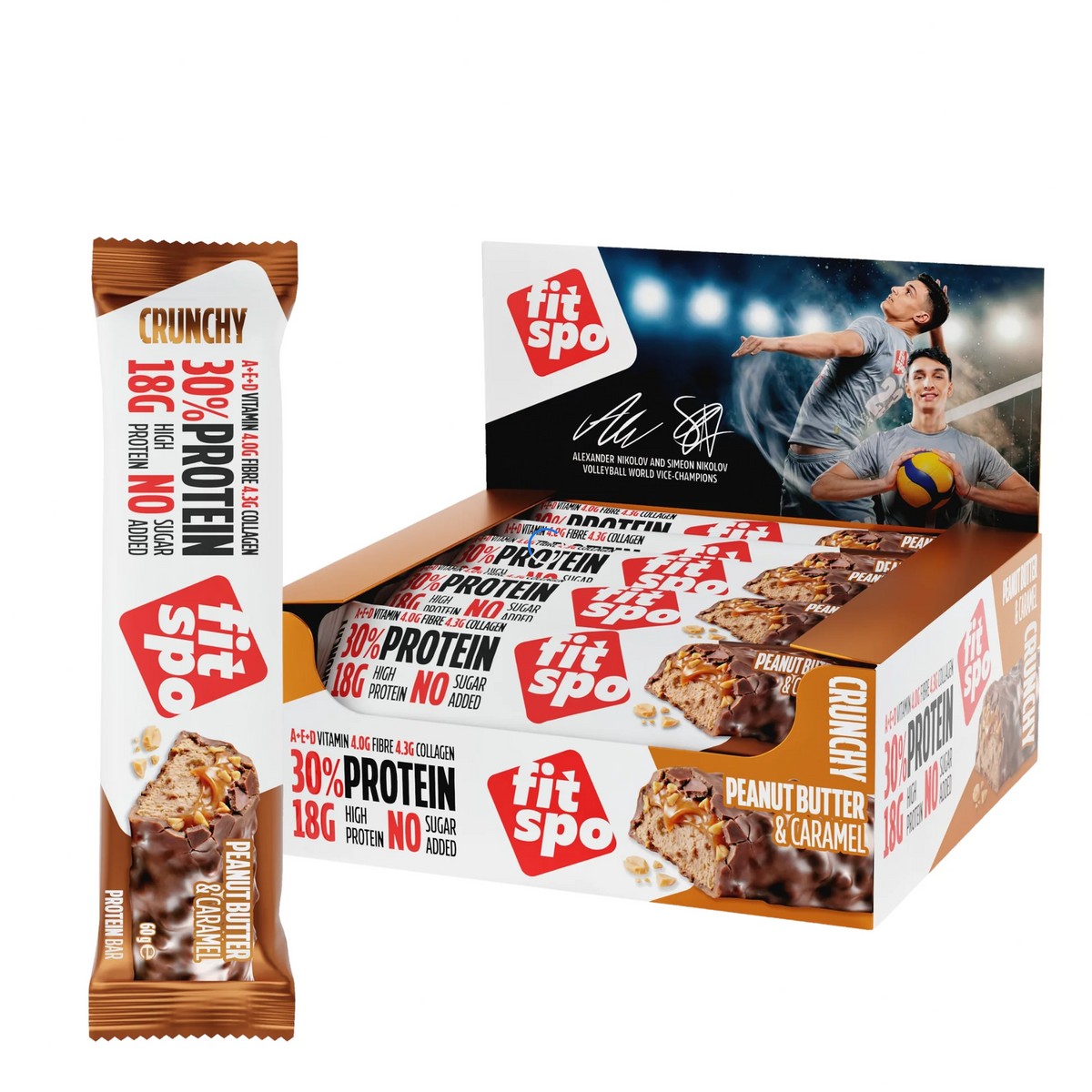 Cutie 12 Batoane Proteice FitSpo Crunchy Protein Bar 60g Diverse arome