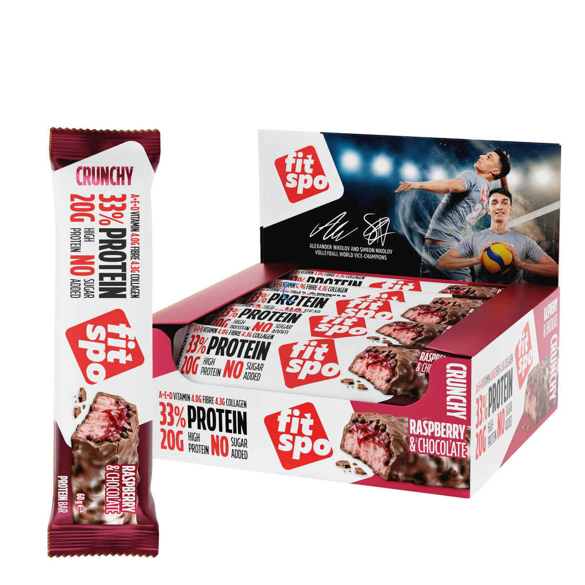 Cutie 12 Batoane Proteice FitSpo Crunchy Protein Bar 60g Diverse arome