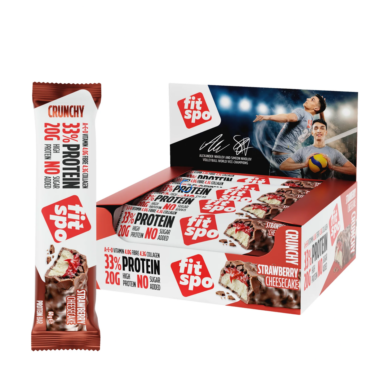 Cutie 12 Batoane Proteice FitSpo Crunchy Protein Bar 60g Diverse arome
