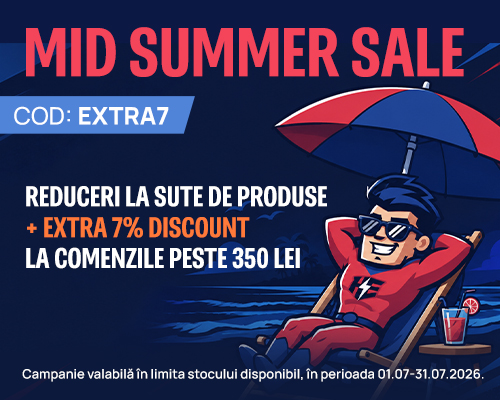 Iulie - Mid Summer Sale - Extra 7% Discount la comenzile de peste 350 lei